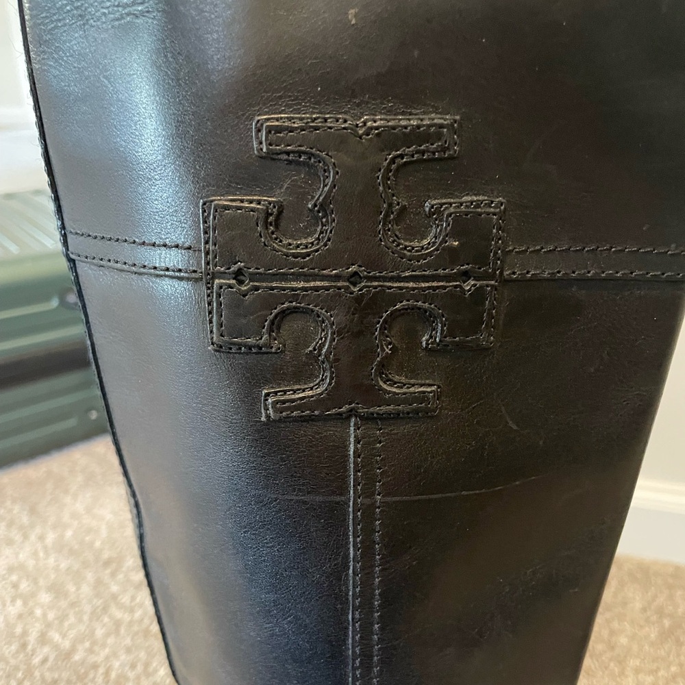 Tory Burch Blair Black Leather Knee-High Boots - Picture 5 of 10